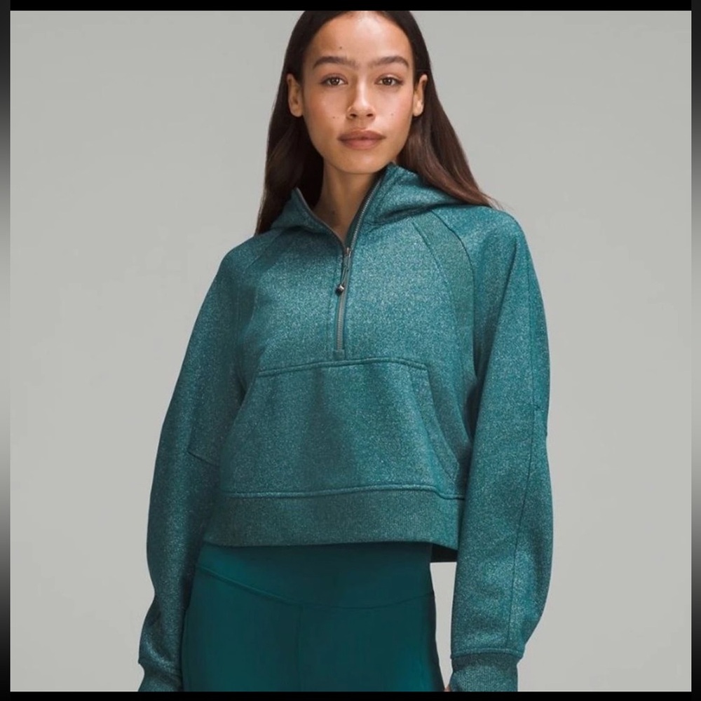 LULULEMON Sparkly Green Half-Zip Scuba Hoodie in Spark Special Edition XS/S RARE